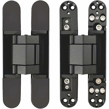Usynlige hængsler til skjult dør Justerbare kraftige 3D-skjulte hængsler - Sort - 1 par