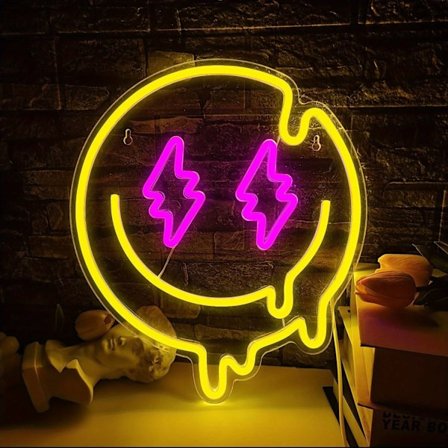 LED smältande smiley ansikte neon skylt dimbar smältande smiley ansikte neon skylt vägg dekoration neon skylt