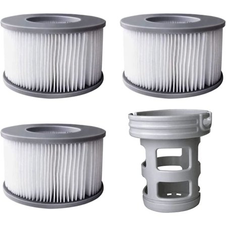 Filterpatron för MSpa uppblåsbar pool, utbytesfilter för MSpa Whirlpool, Leverans inkluderar 3 filter + filterhållare