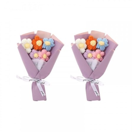 PCS Blomsterbuket, farverigt hæklet buket sæt til Valentinsdag boligindretning fejring julefrokost jubilæum