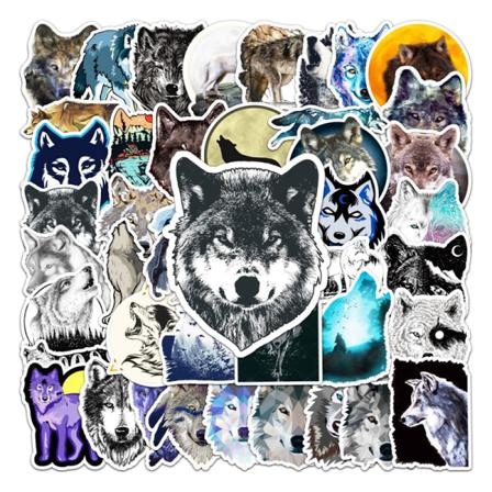 50 St Animal Wolf Stickers, Vattentät Vinyldekal