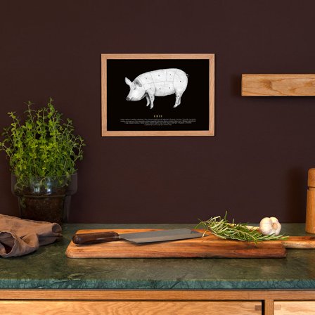 Plakat med Grisens udskæringer fra Gehalt — Stilrent og klassisk udtryk