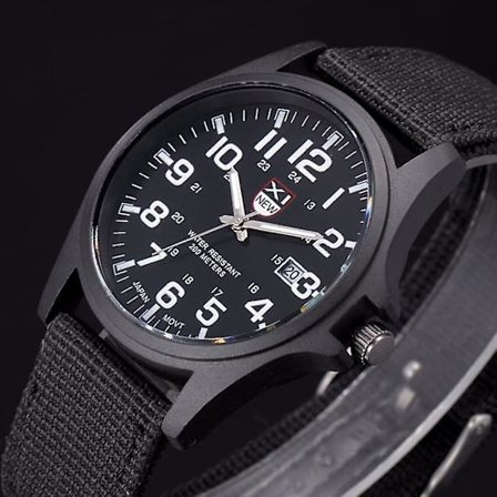 Herre Dato Rustfrit Stål Militær Sports Analog Quartz Armbåndsur