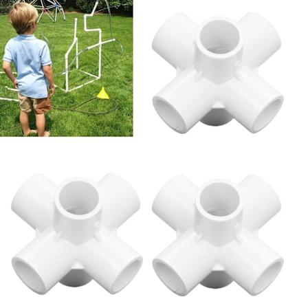 10 stk. 6-vejs rørfittings PVC-plast rørhjørnealbuekonnektor 20 mm indvendig diameter hvid