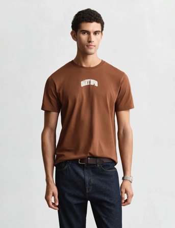 GANT Graphic Ss Tshirt - Brown - XXXL
