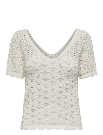 Onlbecca Life Ss V-Neck Top Cc Knt White ONLY