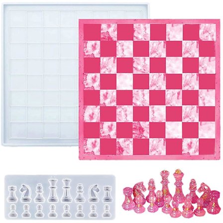 Sjakkbrett i harpiksformsett, xqday sjakkbrett i silikon og sjakkbrikkeform, xqday gjør-det-selv-harpikskunst