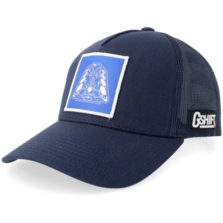 Gearshift - Blå trucker Caps - V8 Engine Blueprint Patch Navy A-frame Trucker @ Hatstore