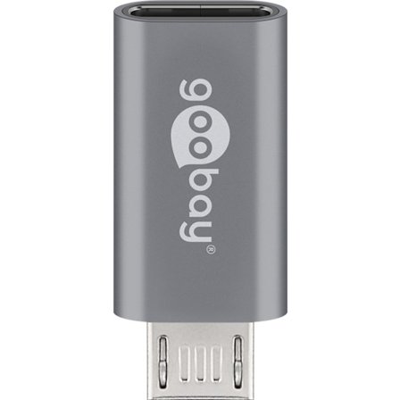 USB-adapter Micro-USB till USB-C , OTG, grå
