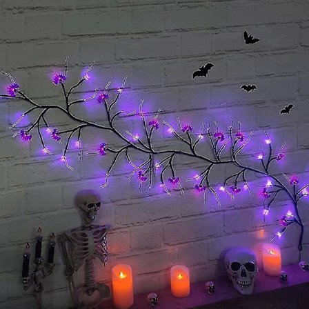 Halloween Fortryllet Pilegren LED Lilla Lys & Flagermus Edderkop Lys Indretning