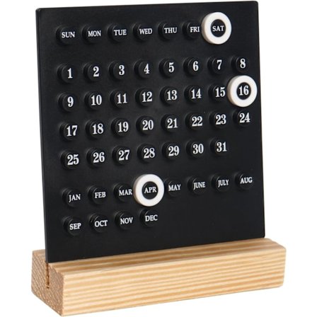 Træ Evigvarende Skrivebords Kalender, Akryl Kalenderholder, Kontor Dekoration (1 stk Sort)