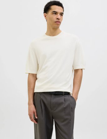 Jack & Jones Jprccwilliam Knit Crew Neck Ss Sn - Cream - L