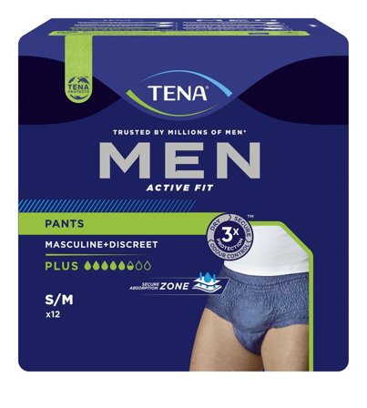 Tena Men Active Fit Pants Plus buksebleie S/M 12 stk