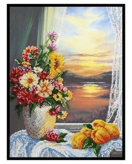 Perlebroderi Solnedgang - Abris Art