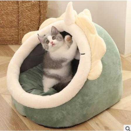 Avtakbart og vaskbart halvlukket kattereir F3 - Perfet Green Dinosaur Cat Gigi S