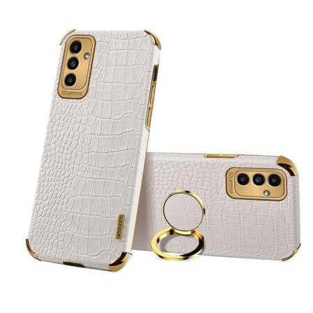 SKALO Samsung A13 5G Krokotiili Kultainen Reuna Kuori - Valkoine White
