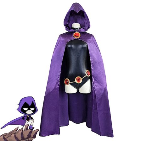 Anime Teen Titans Cosplay Raven Kostume Frakke Jumpsuit Uniform Halloween Fest