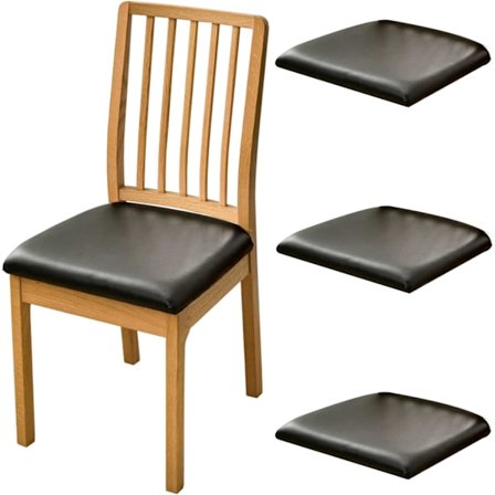 Tuolinpäällinen Vedenpitävä istuin Slipcover PU NAHKA PISTEET Istuinpehmuste Suoja Neliömäinen Tuolinsuoja Ruokasaliin Keittiöön 4 kpl