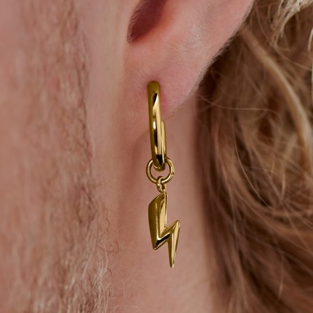 Gullbelagt stålørering med lynnedslag for menn - Øreringer med Anheng