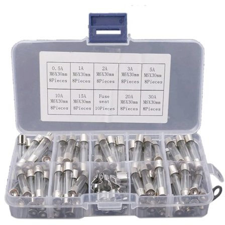 72 stk 250V 0,5A-30A Glassrør Assortert 6X30Mm Elektrisk Sikringssats