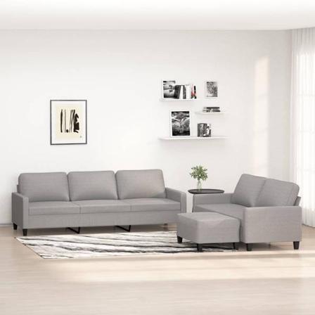 Vidaxl Soffgrupp Med Dynor 3 Delar Ljusgrå Tyg Grå