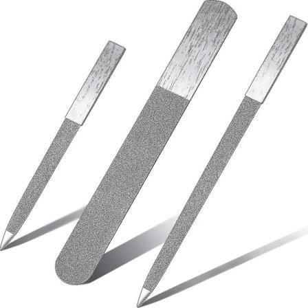 3-delad diamant nagelfil set i rostfritt stål, dubbelsidig nagelfil i metall, safirbufferfil Mani DB