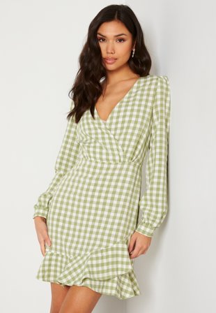 VERO MODA Karma LS Short Dress Snow White Check Klær
