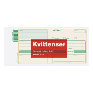 Kvitteringsblokk A65 50 stk