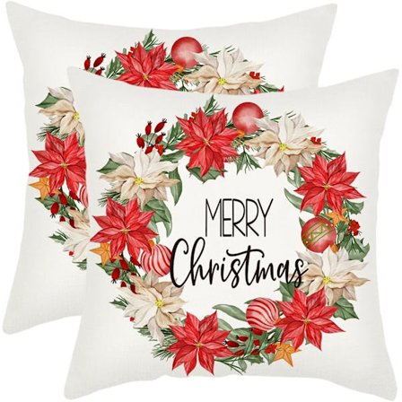 Sæt med 2 tommer julepudebetræk, landlige pudebetræk, julepynt, vinterpudebetræk til sofa, udendørs terrasse, stue