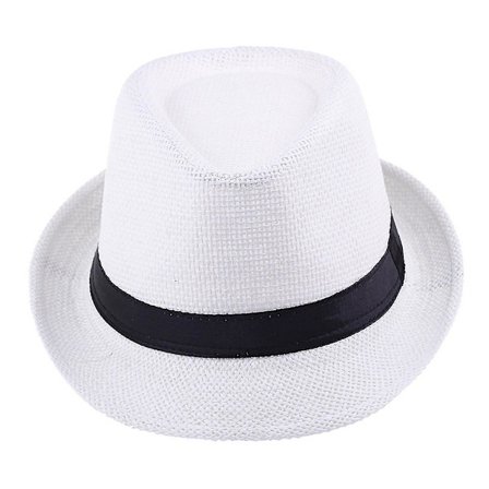Sommer Solhatt, Herre Halm Barn Bowler Hat, Jazz Hat Sommer Sol Halmhatt Husholdning(Hvit)