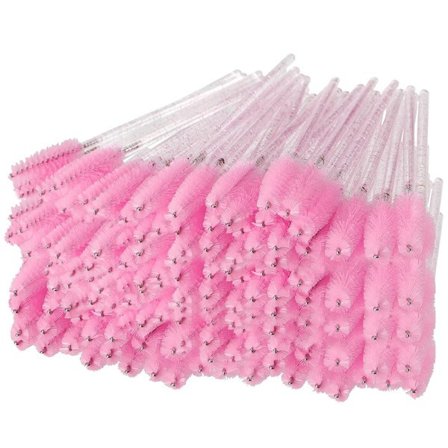 RU-Kristall Ögonfransborste, Engångs Mascara Stavar, Frans Spolade Borstar för Ögonfransförlängning, Ögonbrynstillbehör - Rosa