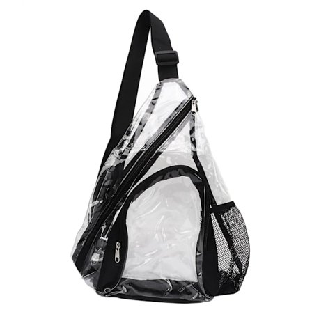 2024 Genomskinlig Sling Bag PVC Transparent Bröstväska Bekväm Resa Kors Axel Ryggsäck Svart
