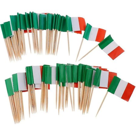 Mini Italiensk Tandstikflag - 100 stk. Cupcake Toppers med Italiensk Flag Design