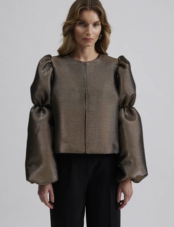 Malina Zoey Double Pouf Sleeve Blouse - Gold - XL x 53