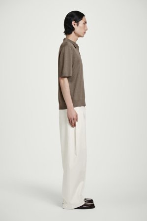 COS Homme Polo En Maille De Lin in Beige
