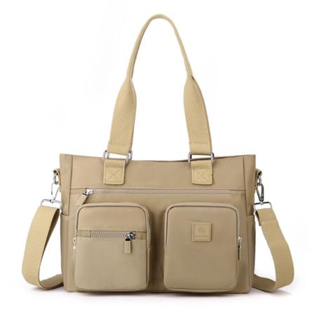 Praktisk og moderigtig håndtaske Nylon skuldertaske til shopping og rejser Khaki