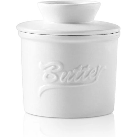 QU*Fransk Smörbytta, Keramisk Smörkruka, Fransk Smörbehållare, Keramiskt Smörfat med Lock, Smörfat i Porslin, Fransk Smörbytta för Kyl, Mjukt Smör ...