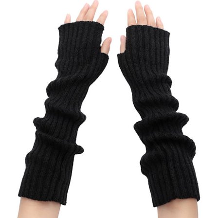 Sorte armbånd - lange strikkede armbånd - fingerløse handsker - lange strikkede ærmer til kvinder - lange fingerløse ærmer - (sort)