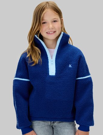 Calvin Klein Teddy Half Zip Sweatshirt - Blue - 152