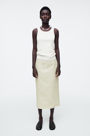 COS Women's Gonna Midi Con Coulisse In Cotone in Giallo