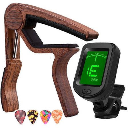 Capo Guitar Capo Palisander Capo med Guitar Tuner Clip-On Tuner til akustisk guitar_Overraskelsesgave