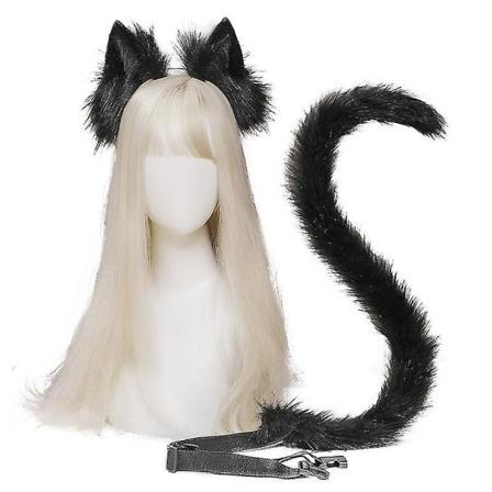 Katte ører og hale sæt Anime Cosplay pandebånd - Halloween fest kostume tilbehørssæt Color 1