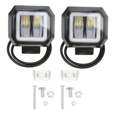 20 W 6500K LED Firkantet Lysbjælke Spotlight DRL Angel Eyes Side Positionslys Tågelygter til Lastbiler Off Road SUV ATV Gul Blænde