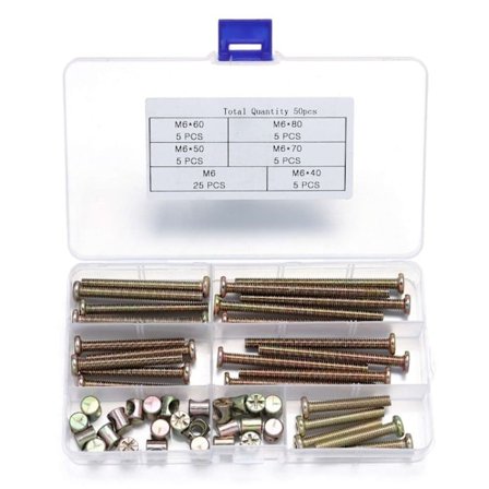 50 STK skruer Maskinvarebyttesett Sengesengskruer