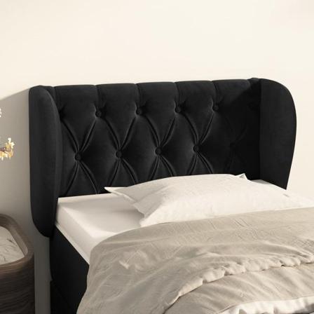 Vidaxl Huvudgavel Med Kanter Svart 83x23x78/88 Cm Sammet Svart