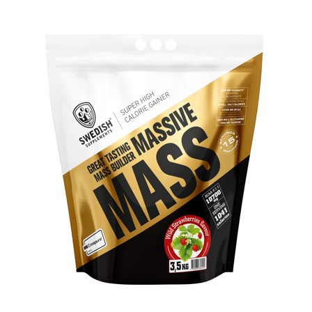Swedish Supplements Massive Mass, 3,5 kg, Wild Strawberry - Gainer, Kosttillskott, Efter träning, Gainer