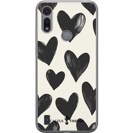 Kompatibel Mobilcover til Motorola Motorola Moto E6i Cactus and Friends - Bold Black Love Pattern