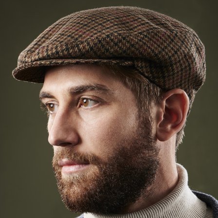 Coppola fido in tessuto Boston a quadri marrone per uomini - Coppole