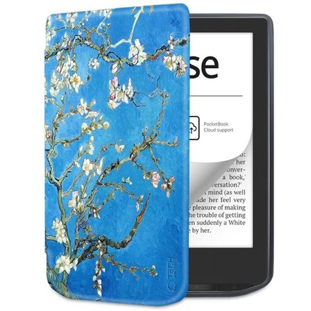 Tech-Protect SmartCase til PocketBook Verse / Verse Pro - Blå med Sakura-blomster