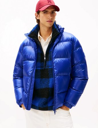 Tommy Hilfiger Shiny Down Stand Puffer - Blue - XXXL